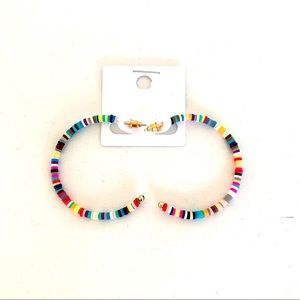 Multicolor Clay Bead Half Hoops
